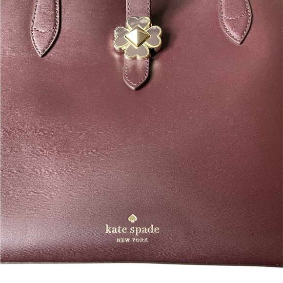KATE SPADE Kaci Chocolate Cherry Small Leather Tote Shoulder Bag Purse D410 NWOT - Picture 5 of 12